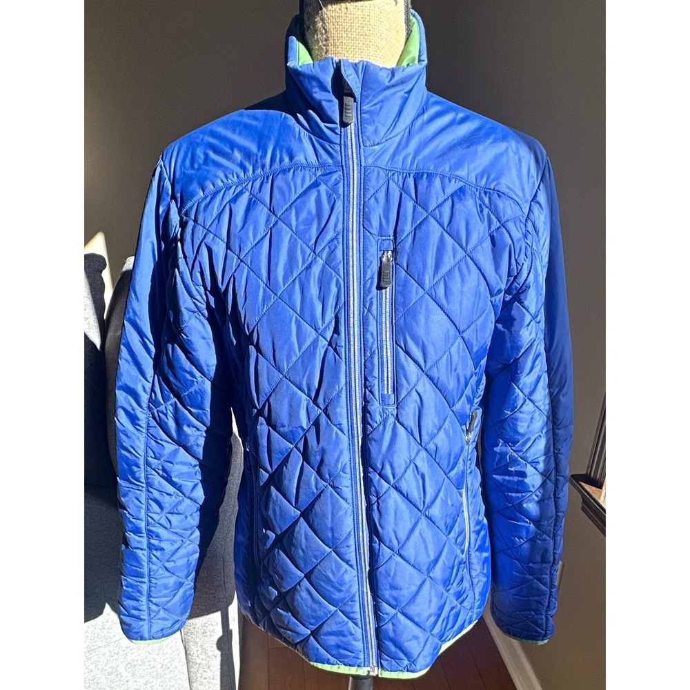 Lands' End Women's PrimaLoft Quilted Full Zip Jacket Royal Blue/Green Size S 6-8